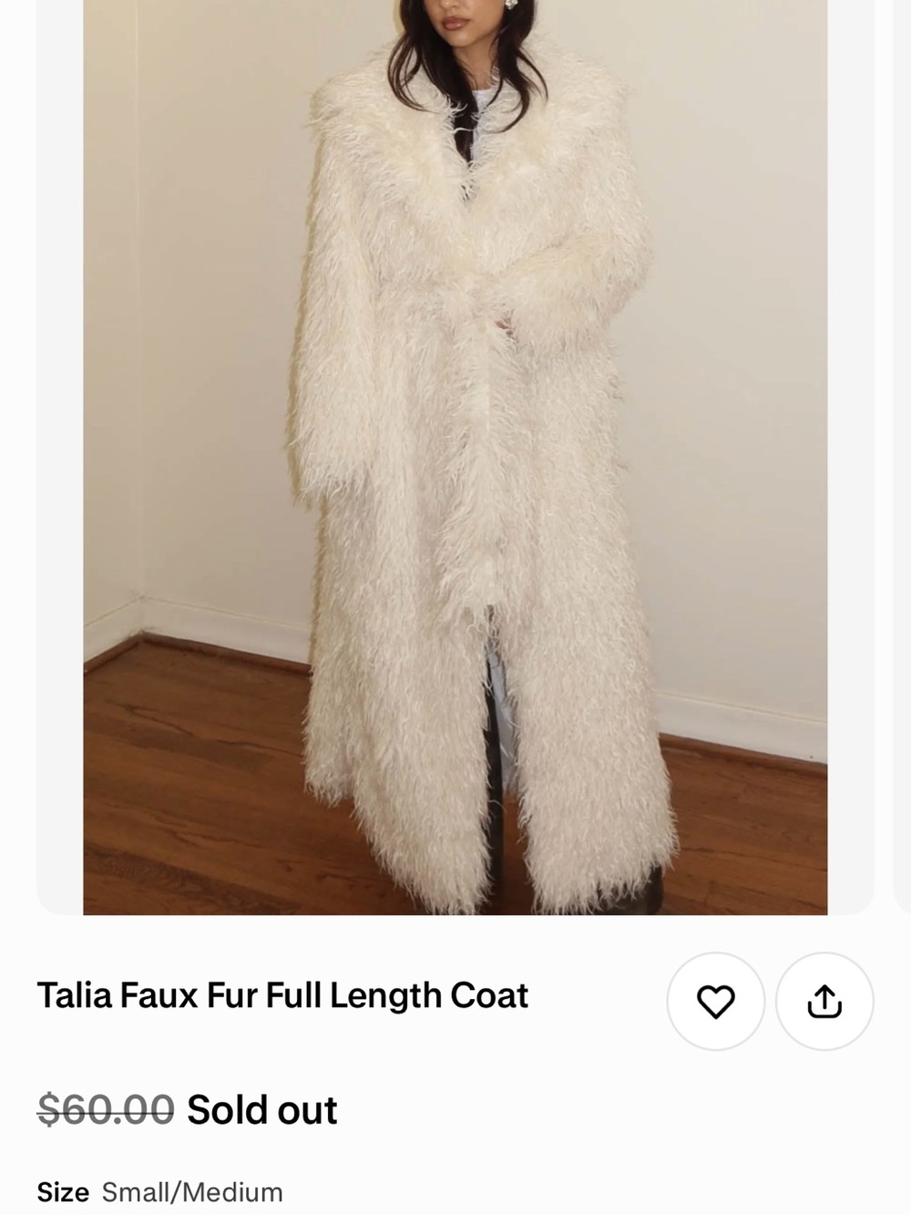 TALLIA Long Faux-Fur Coat in Off-White
